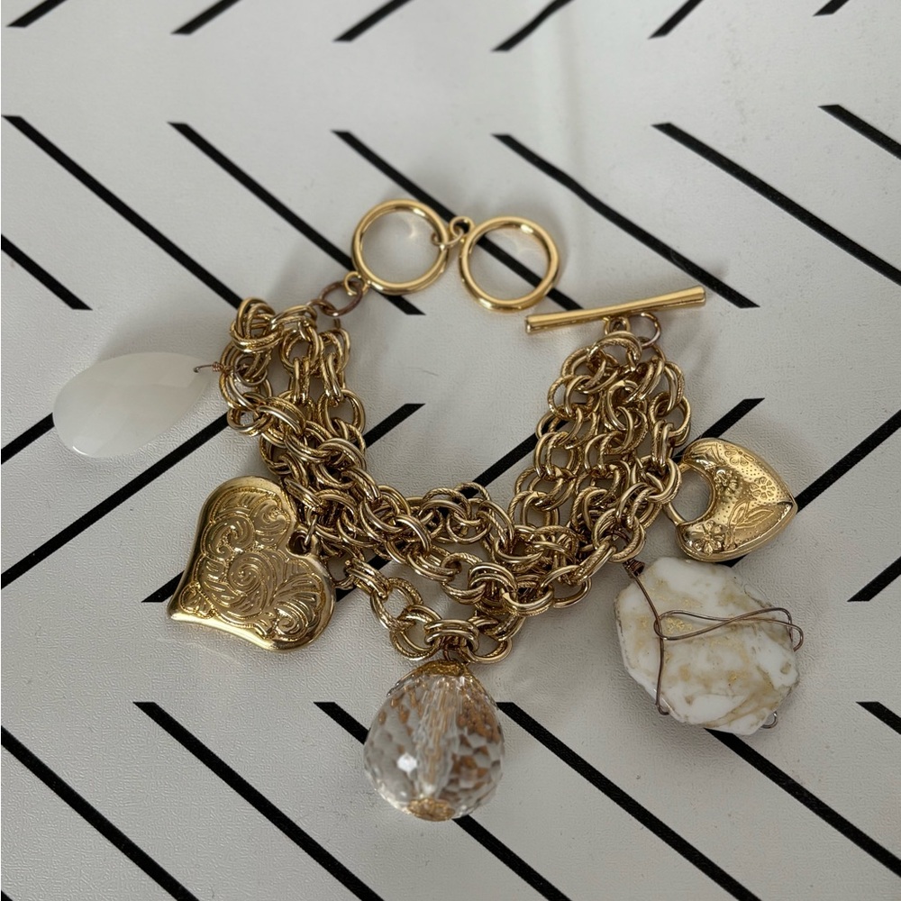 SOLD ‼️ Gold and White Charm Bracelet